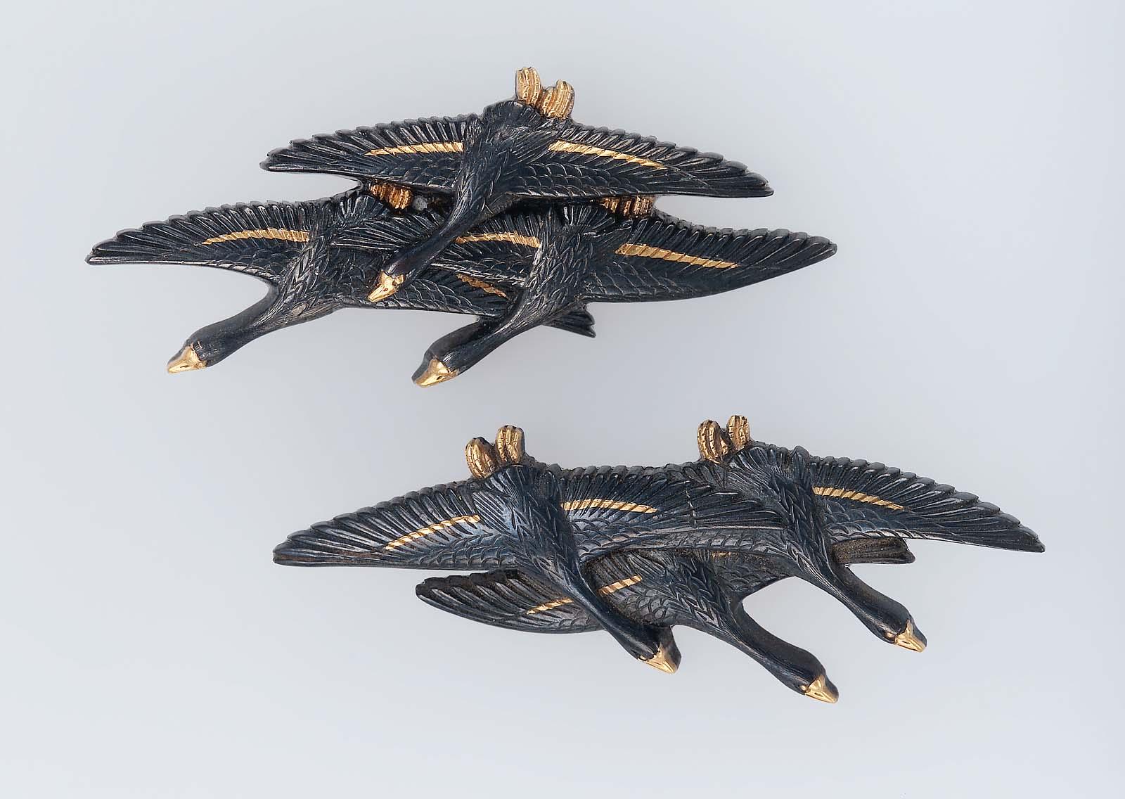 Pair of menuki in the form of a flight of geese