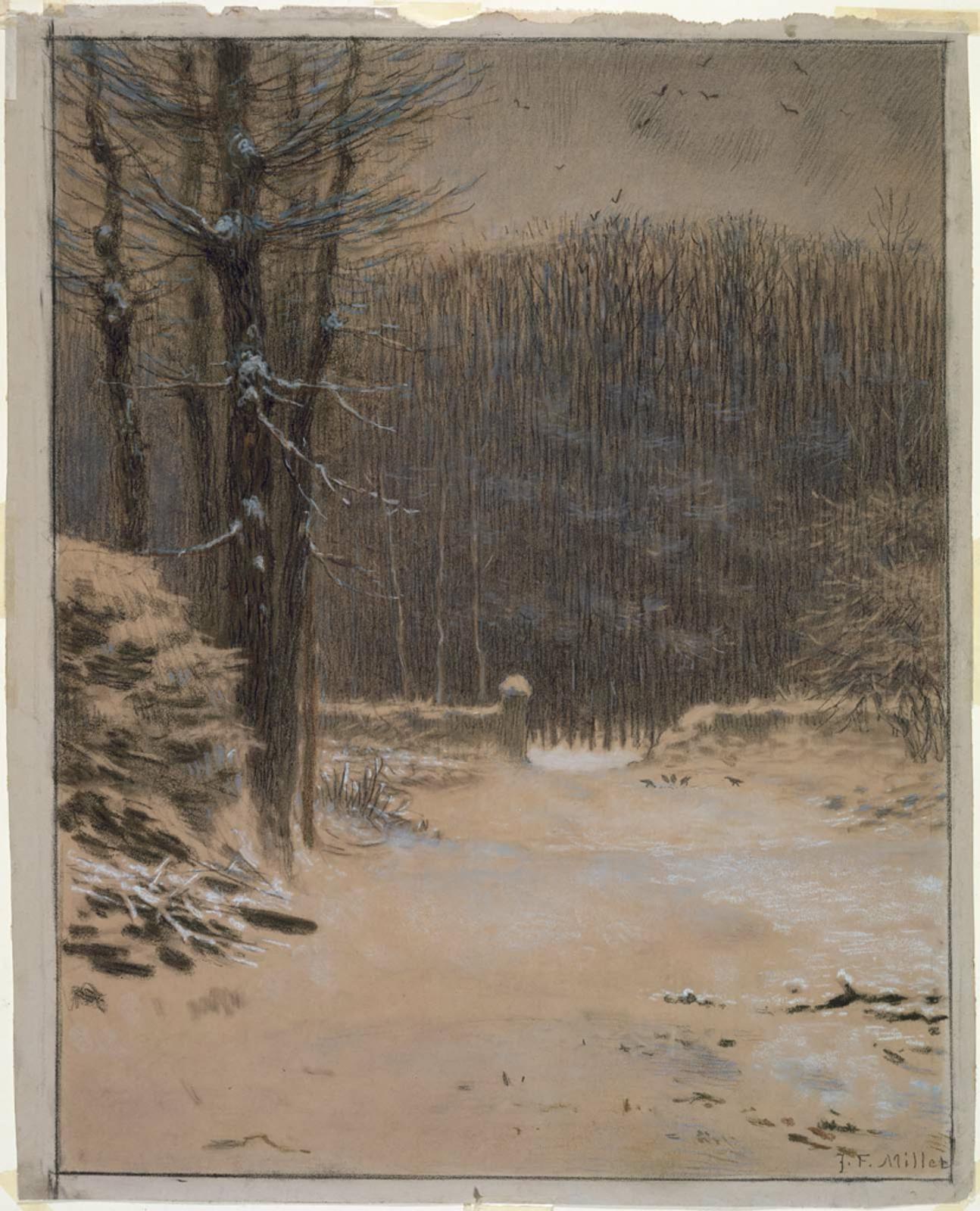 Entrance to the Forest at Barbizon in Winter