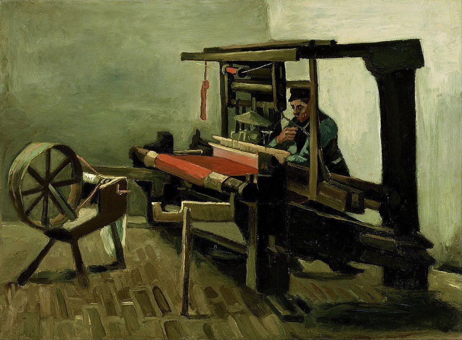 Weaver Facing Left with Spinning Wheel
