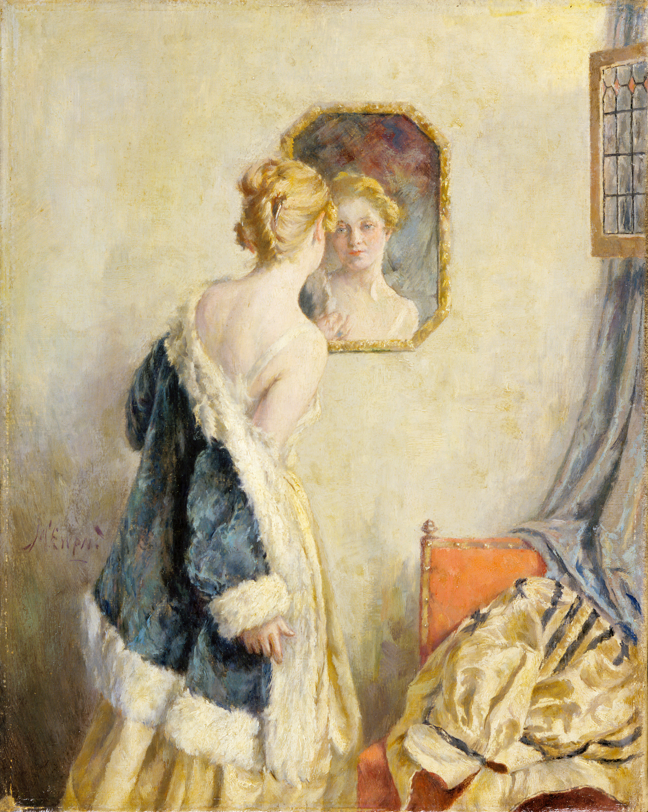 A Girl Looking in a Mirror