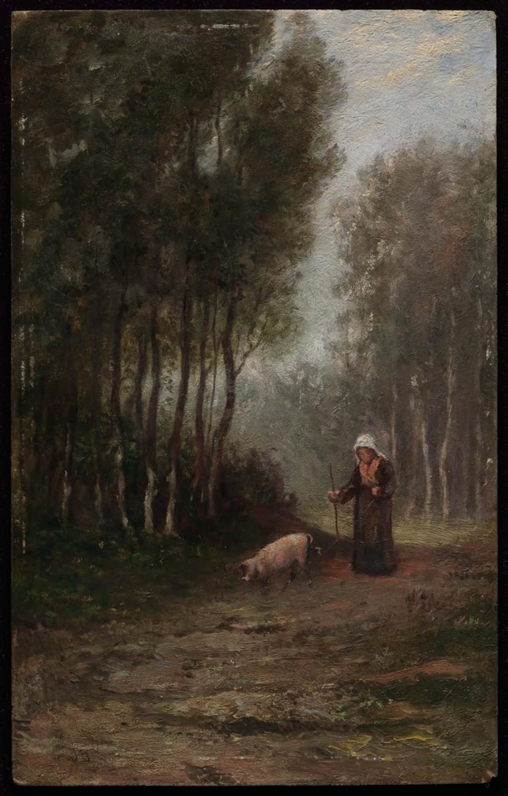 French Peasant Woman with Pig